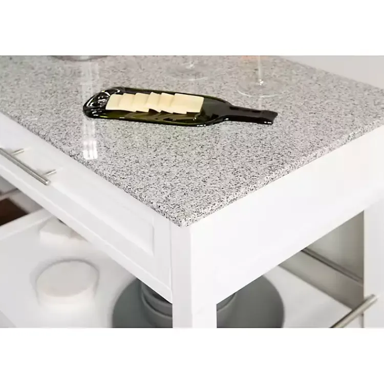 Kirklands Home Kitchen Islands & Bar Carts|White Parker Granite Top Rolling Kitchen Cart