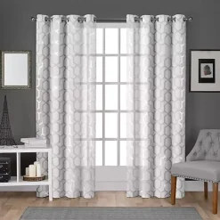 Kirklands Home Curtains & Drapes|White Paton Curtain Panel Set, 108 in.
