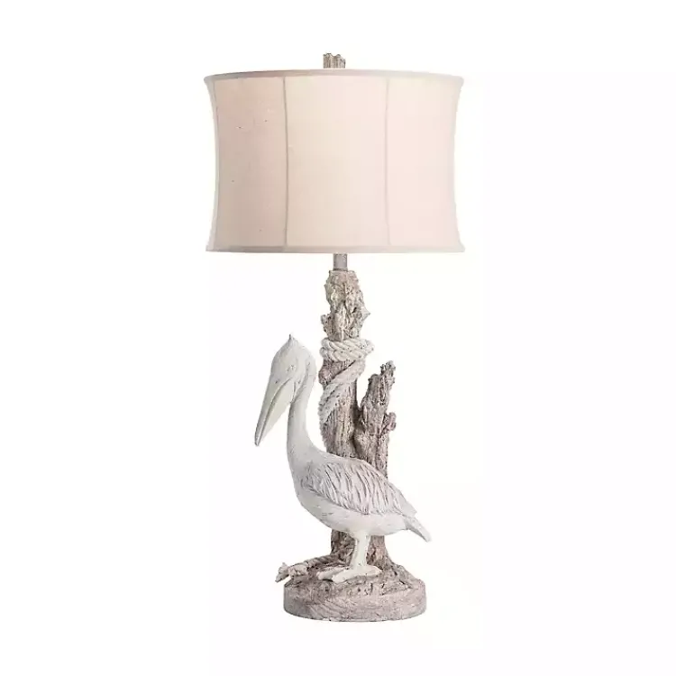 Kirklands Home Table Lamps|White Pelican Coastal Table Lamp Ivory