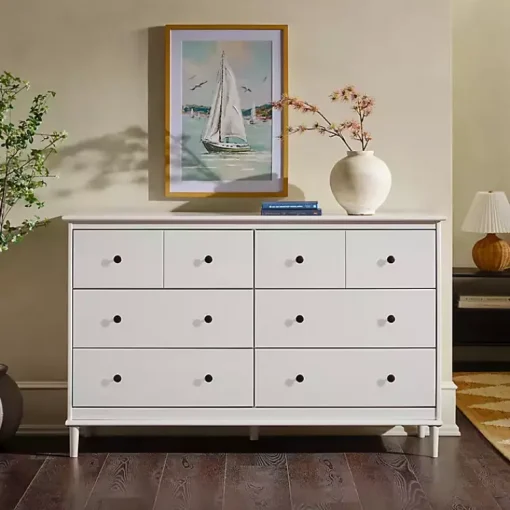 Kirklands Home Dressers & Chests|Pine 6-Drawer Modern Dresser White