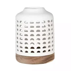 Outlet Porcelain and Acacia Wood Lantern, 7 in. Lanterns