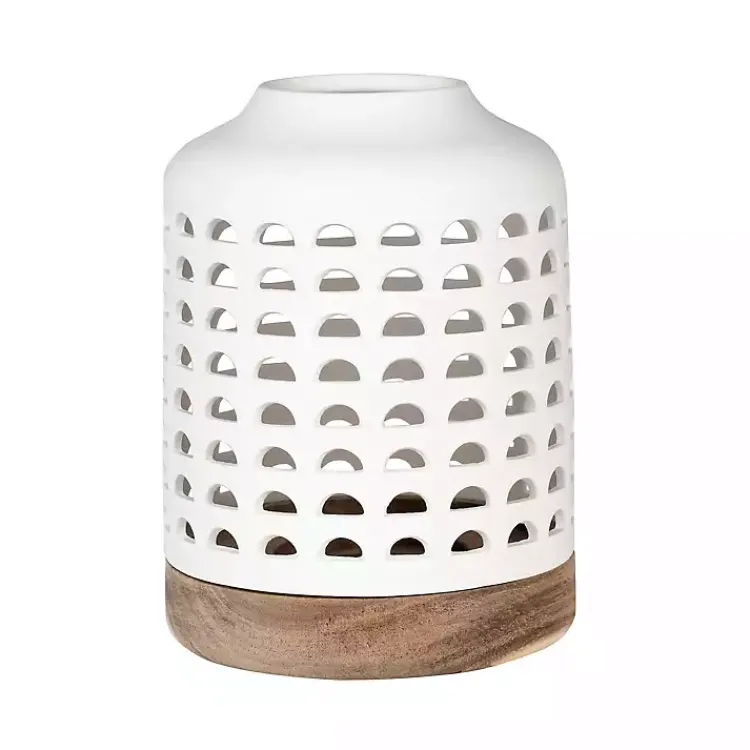 Outlet Porcelain and Acacia Wood Lantern, 7 in. Lanterns