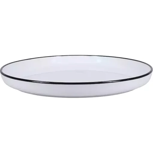 Kirklands Home Dinnerware|Porcelain Black Trim 16-pc. Dinnerware Set White