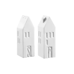 Kirklands Home Kitchen Accessories|Porcelain House Shaped Salt & Pepper Shakers White