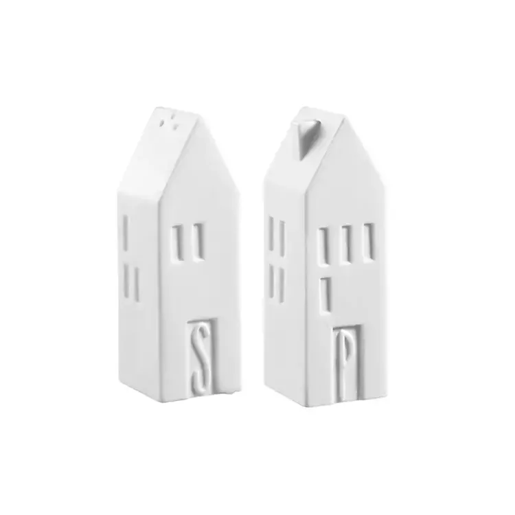 Kirklands Home Kitchen Accessories|Porcelain House Shaped Salt & Pepper Shakers White