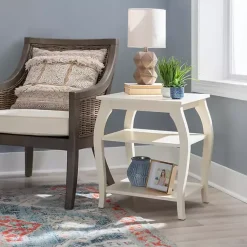 Kirklands Home Accent & End Tables|Prismatic Wood Accent Table White
