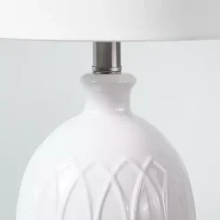 Kirklands Home Table Lamps|Raised Geometric Table Lamp White