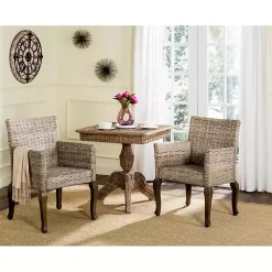 Kirklands Home Dining Chairs|White Rattan Curved Legs Dining Chairs, Set of 2