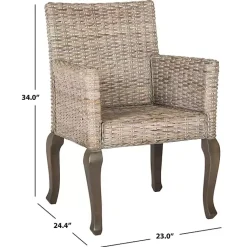 Kirklands Home Dining Chairs|White Rattan Curved Legs Dining Chairs, Set of 2