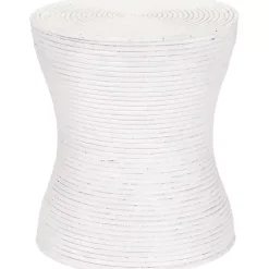 Kirklands Home Accent & End Tables|Ribbed Rattan Round Accent Table White