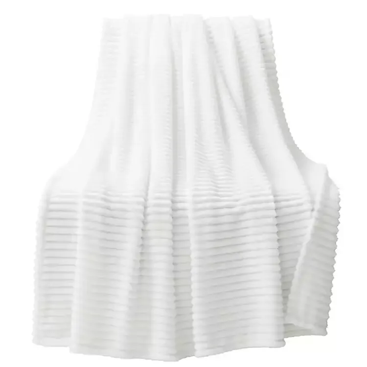 Outlet Ribbed Ultra Soft Faux Fur Throw Blankets & Throws