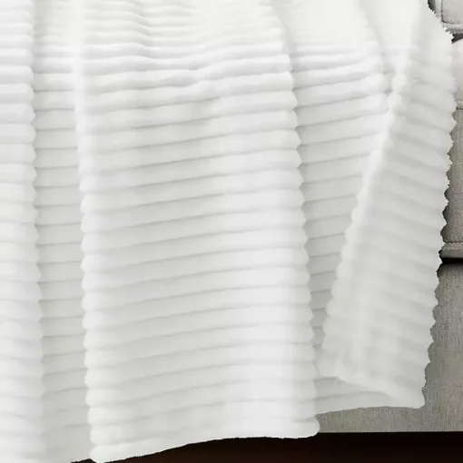 Outlet Ribbed Ultra Soft Faux Fur Throw Blankets & Throws