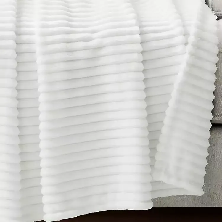 Outlet Ribbed Ultra Soft Faux Fur Throw Blankets & Throws