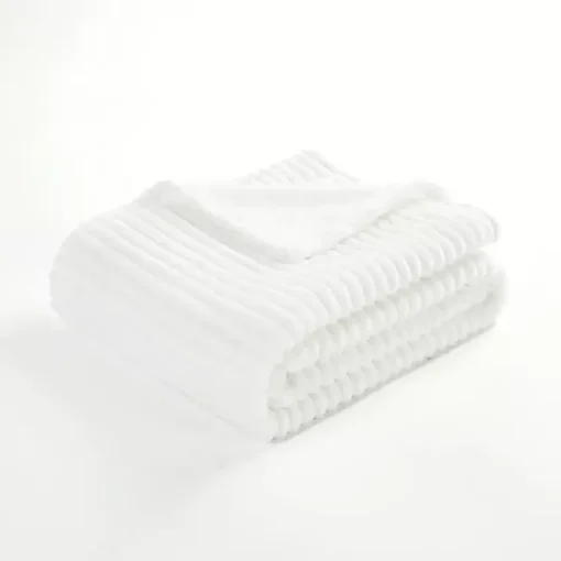 Outlet Ribbed Ultra Soft Faux Fur Throw Blankets & Throws