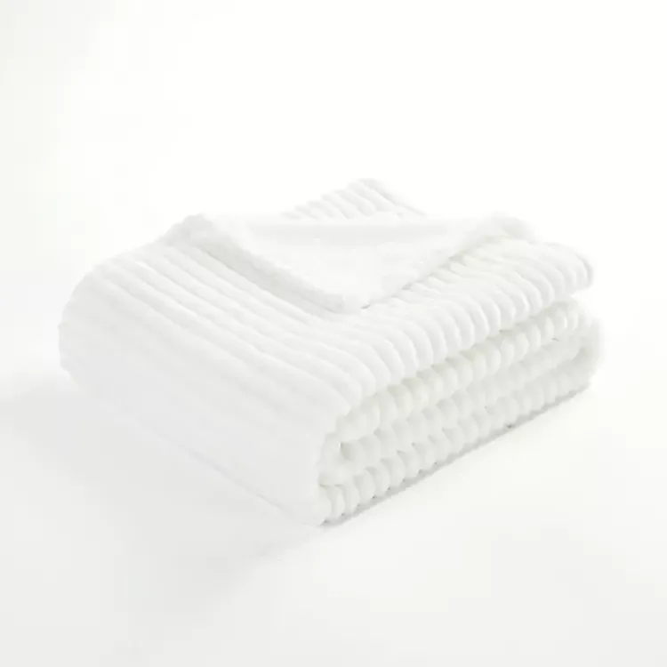 Outlet Ribbed Ultra Soft Faux Fur Throw Blankets & Throws