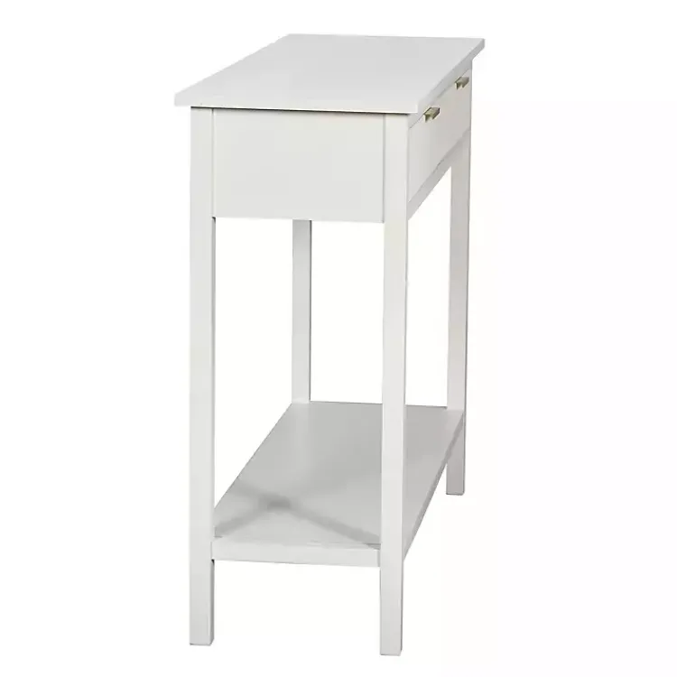 Kirklands Home Console Tables|Ribbed Wood 2-Drawer Colleen Console Table White