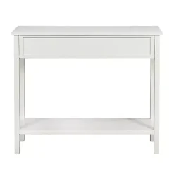 Kirklands Home Console Tables|Ribbed Wood 2-Drawer Colleen Console Table White