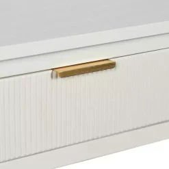 Kirklands Home Console Tables|Ribbed Wood 2-Drawer Colleen Console Table White