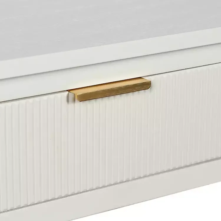 Kirklands Home Console Tables|Ribbed Wood 2-Drawer Colleen Console Table White