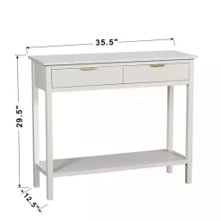 Kirklands Home Console Tables|Ribbed Wood 2-Drawer Colleen Console Table White