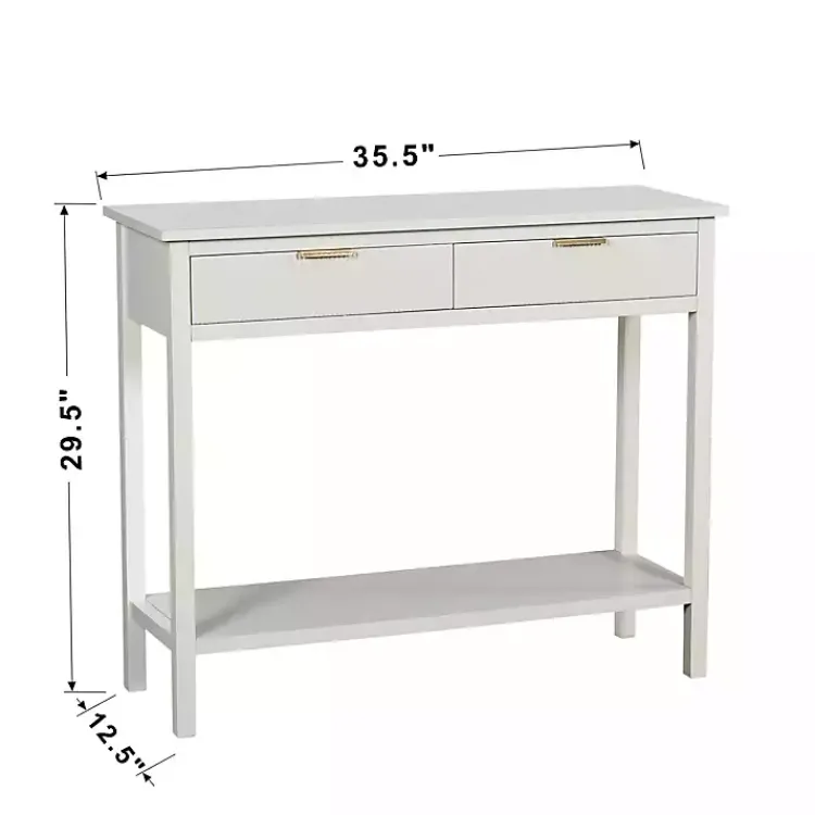 Kirklands Home Console Tables|Ribbed Wood 2-Drawer Colleen Console Table White