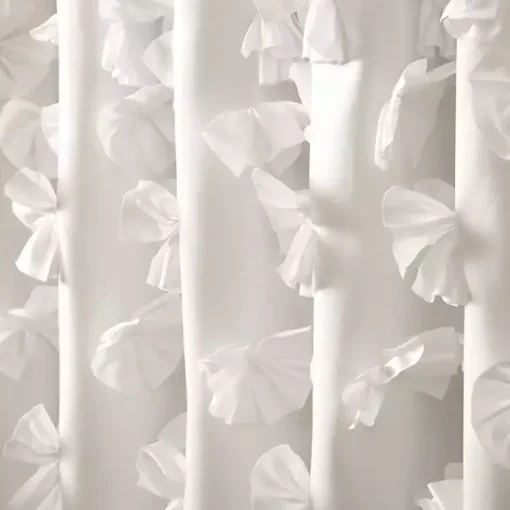 Kirklands Home Shower Curtains|Riley Cascading Bows Shower Curtain White