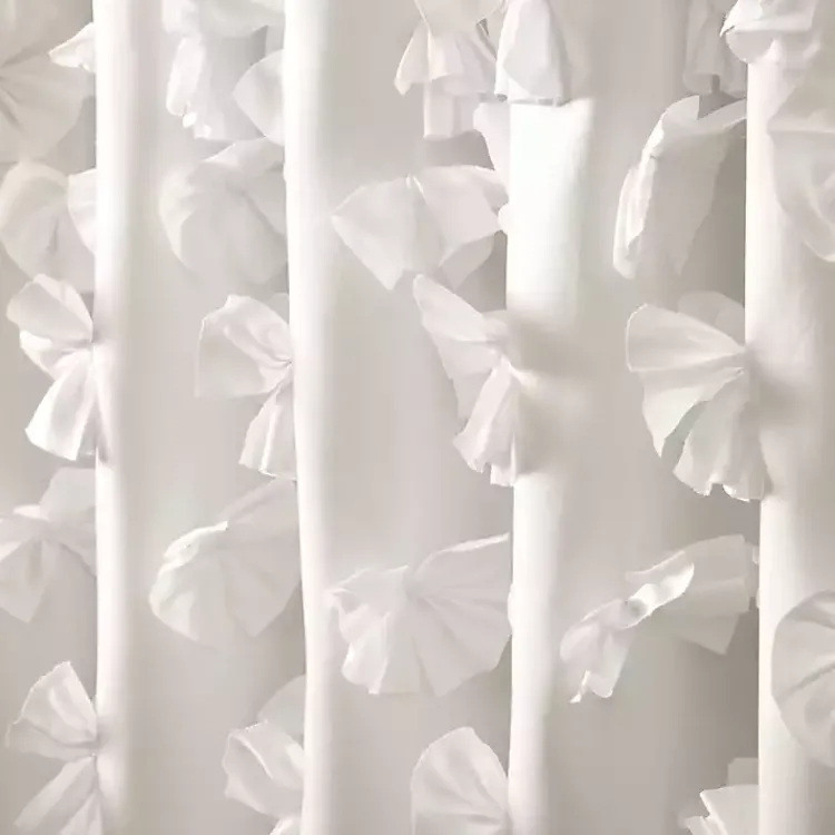 Kirklands Home Shower Curtains|Riley Cascading Bows Shower Curtain White