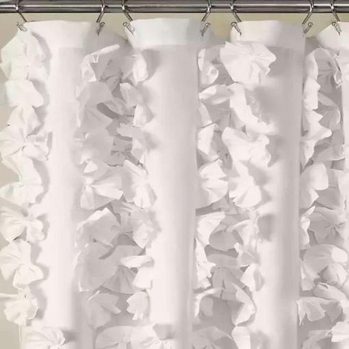 Kirklands Home Shower Curtains|Riley Cascading Bows Shower Curtain White