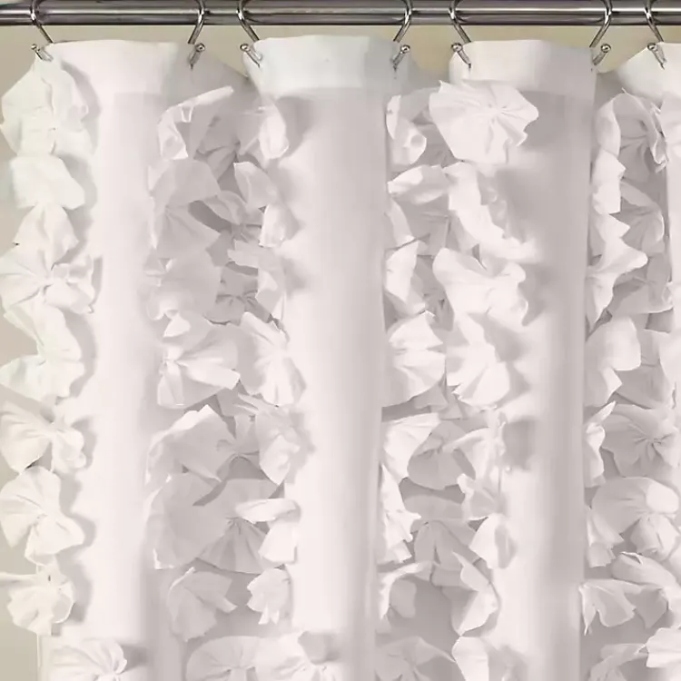 Kirklands Home Shower Curtains|Riley Cascading Bows Shower Curtain White