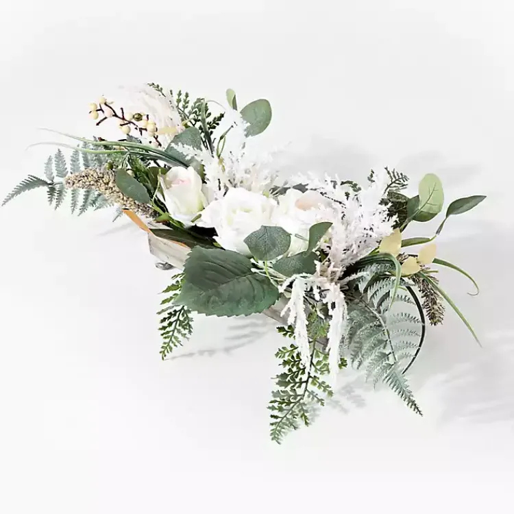 Sale White Rose Fern Plant Arrangement Arrangements & Greenery
