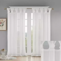 Kirklands Home Curtains & Drapes|Rosette Tab Top Curtain Panel, 63 in. White