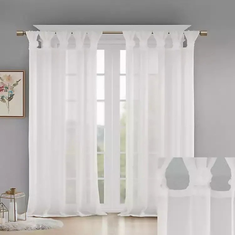 Kirklands Home Curtains & Drapes|Rosette Tab Top Curtain Panel, 63 in. White
