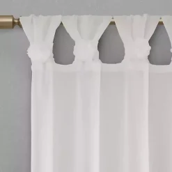 Kirklands Home Curtains & Drapes|Rosette Tab Top Curtain Panel, 84 in. White