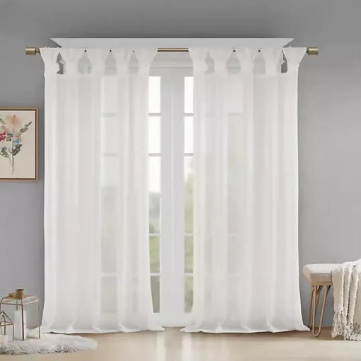 Kirklands Home Curtains & Drapes|Rosette Tab Top Curtain Panel, 95 in. White