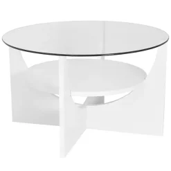 Kirklands Home Coffee Tables|Round Glass Coffee Table White