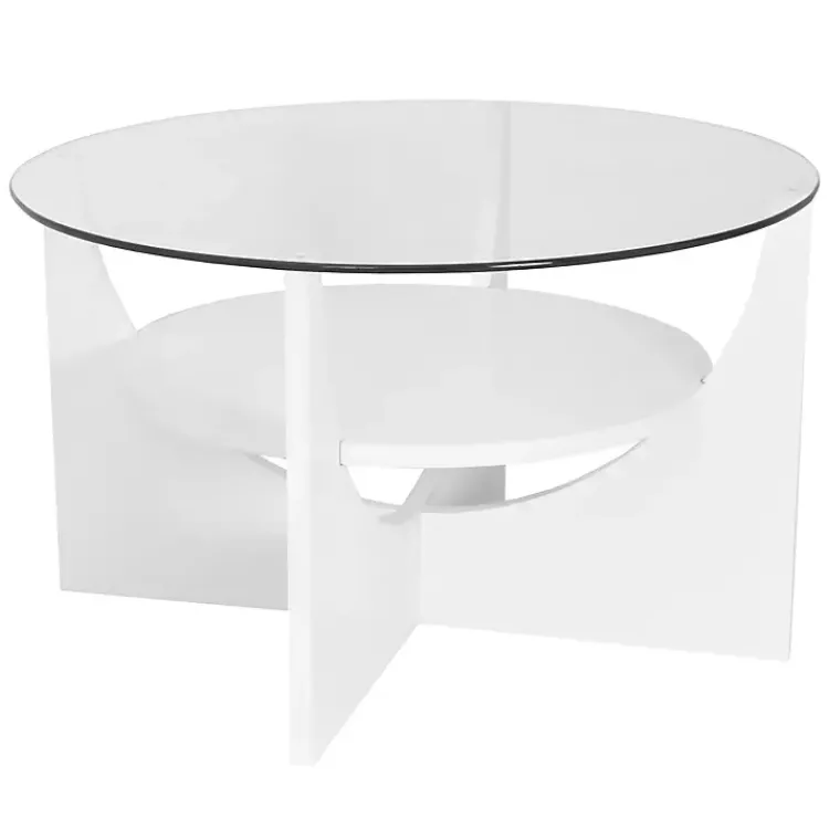 Kirklands Home Coffee Tables|Round Glass Coffee Table White