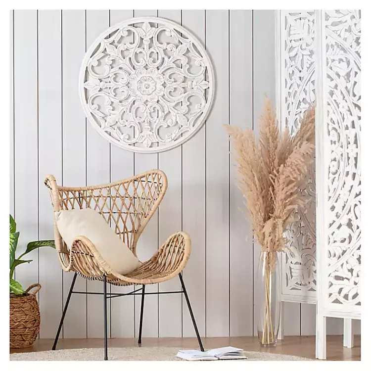 Kirklands Home Wall Plaques|Round Medallion Wood Plaque White