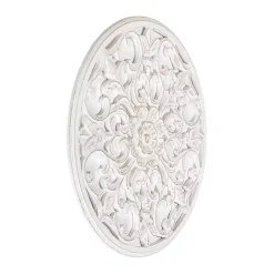 Kirklands Home Wall Plaques|Round Medallion Wood Plaque White