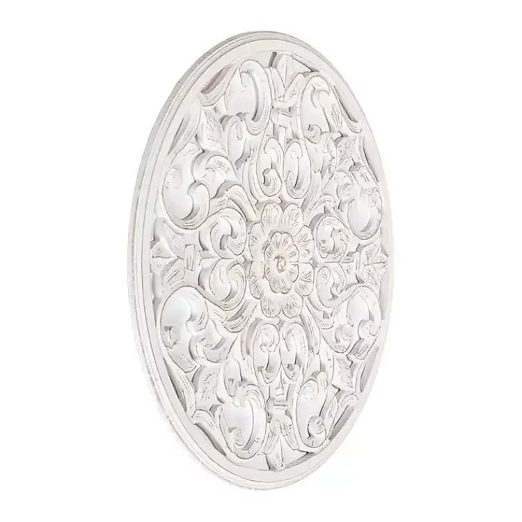 Kirklands Home Wall Plaques|Round Medallion Wood Plaque White
