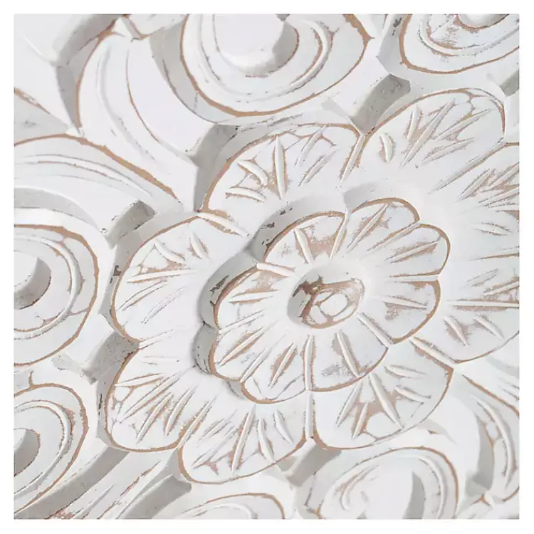 Kirklands Home Wall Plaques|Round Medallion Wood Plaque White