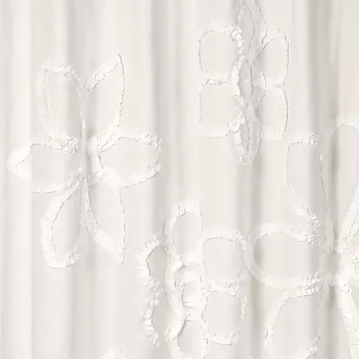 Kirklands Home Shower Curtains|Ruffle Flower Shower Curtain White