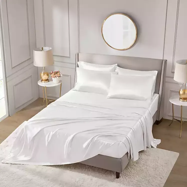 Kirklands Home Bed Sheets|Satin 6-pc. King Sheet Set White