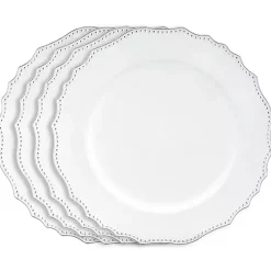 Kirklands Home Serving & Entertaining|Scalloped Beaded Rim Chargers, Set of 4 White