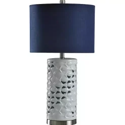 Kirklands Home Table Lamps|White School of Fish Open Work Table Lamp Blue