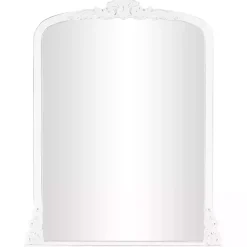 Kirklands Home Decorative Mirrors|White Scroll Arched Rectangle Wall Mirror