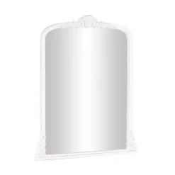 Kirklands Home Decorative Mirrors|White Scroll Arched Rectangle Wall Mirror