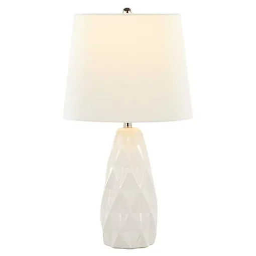 Kirklands Home Table Lamps|Sculpted Diamond Table Lamps, Set of 2 White