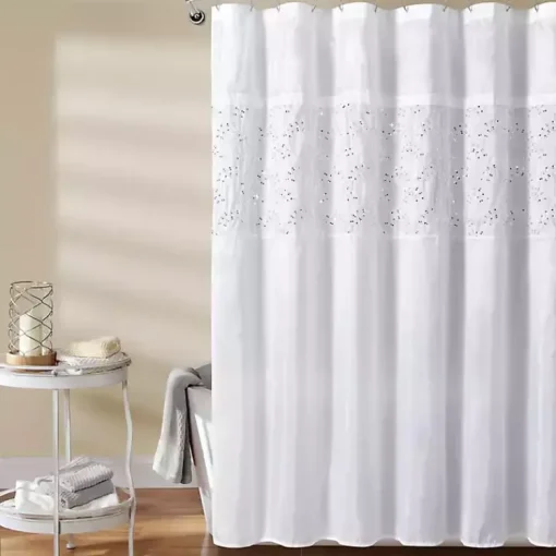 Kirklands Home Shower Curtains|Sequined Shower Curtain White