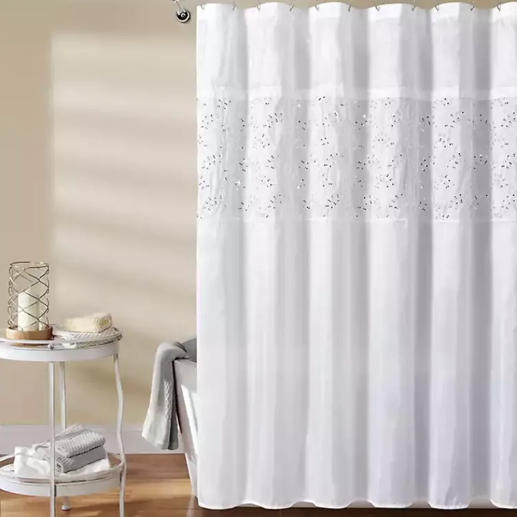 Kirklands Home Shower Curtains|Sequined Shower Curtain White