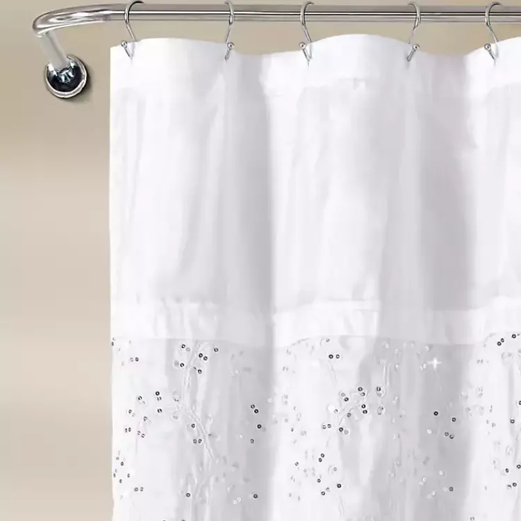 Kirklands Home Shower Curtains|Sequined Shower Curtain White